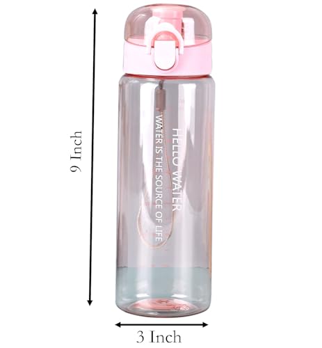 26oz Transparent Pink Sports Water Bottle with Straw