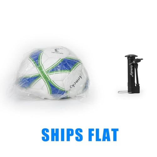 Aoneky Soccer Ball with Pump - 1 Pack, White/Blue/Green, includes pump