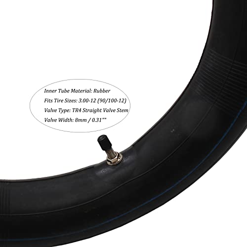 3.00-12 Inner Tube for Dirt Pit Bike 80/100-12 - Black Reinforced Tire Tube