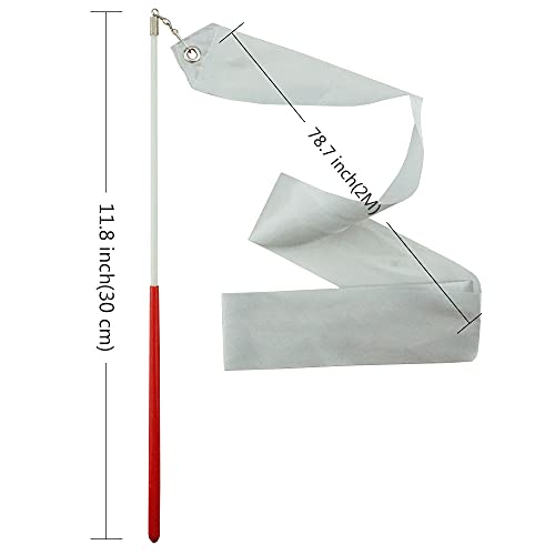 Silvery Rhythmic Gymnastics Wands - 2 Pack Dancing Streamers