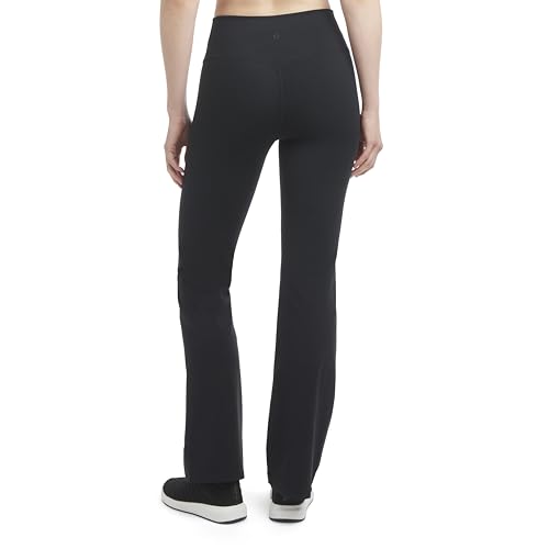 Danskin Women's Active High Waist Straight Leg Yoga Pants, Black Salt, Medium