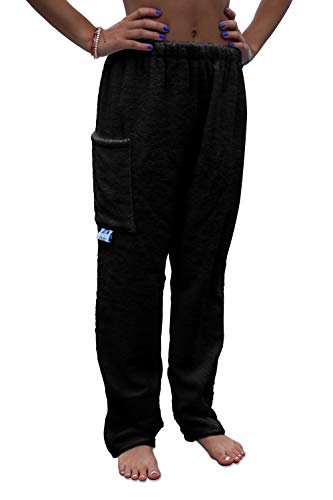 Adult Black Cotton Towel Pants Swimsuit Coverup - Paradise Towelwear, Size L