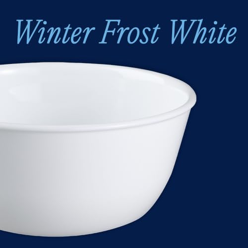 Corelle Vitrelle 28oz Bowls Set of 6 Winter Frost White – 6PC 28-Ounce, Chip & Crack Resistant