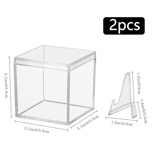 Clear Acrylic Championship Ring Display Case - 2 Pack Cube Holder