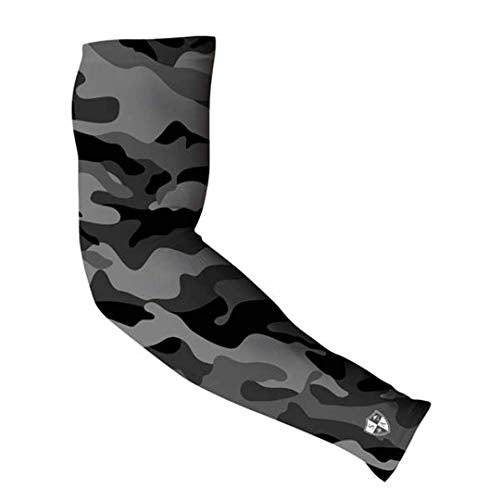 SA Compression Arm Sleeve One Size Grey Military Camo, UV 30+ Sun Protection