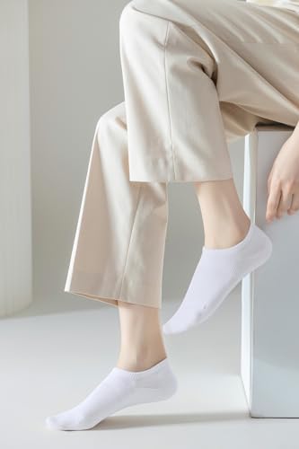 No Show Socks for Women - Cotton Thin Low Cut Non Slip Liner - 6 Pairs in White/Black/Gray