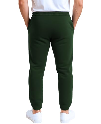 Men's Fleece Jogger Sweat Pants with 3 Pockets - Hunter Green, X-Small