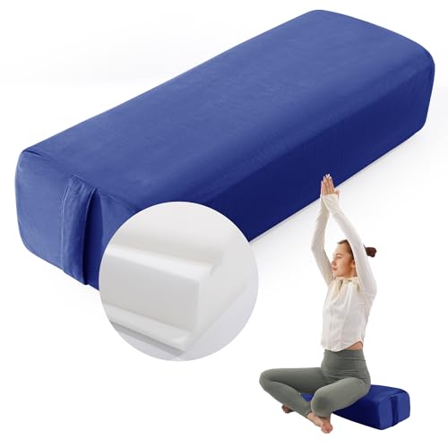 Yoga Bolster Pillow - Triple-Layer Sponge Meditation Cushion - Blue