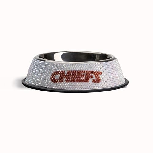 Kansas City Chiefs Bling Team Logo Stainless Steel Pet Bowl