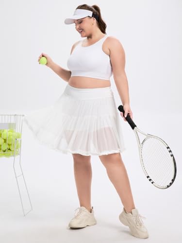 Plus Size High Waisted Ruffle Tennis Skirt with Shorts Pockets
