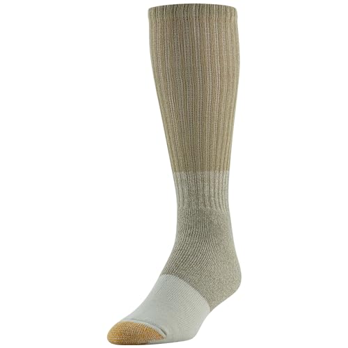 GOLDTOE Men's Harrington Crew Socks 6-Pairs Large Khaki Assorted