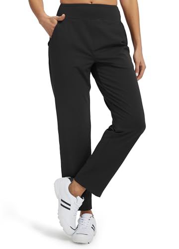 Libin Women's Golf Pants – Stretchy Travel Ankle Sweatpants, Regular 27" Inseam, Black, Large