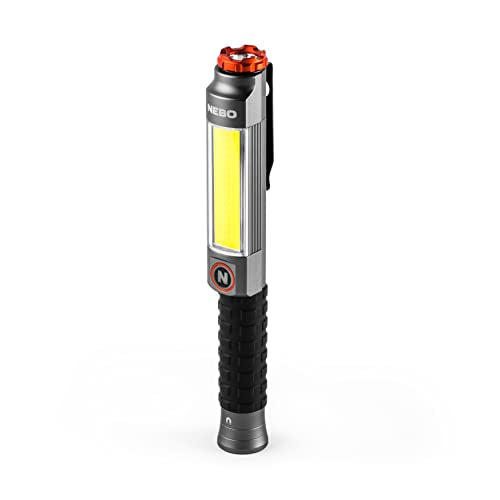 NEBO Big Larry 3 Work Light | USB-C Rechargeable, 600 Lumens, 7 Light Modes, Magnetic COB Task Lamp & LED Flashlight, Steel Pocket Clip, Hands-Free Use, Water Resistant