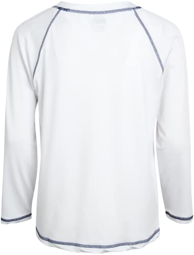 Boys Long Sleeve Rash Guard Swim Shirt - Sun Protection, Age 12-14, White