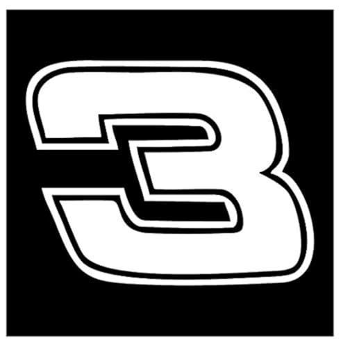 Dale Earnhardt #3 White Peel and Stick Sticker for Cars, Walls, Laptops