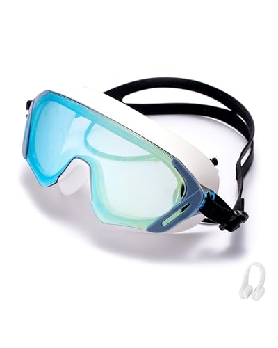 Anti-Fog Swim Goggles with UV Protection and Wide View - Dazzling Mirror White