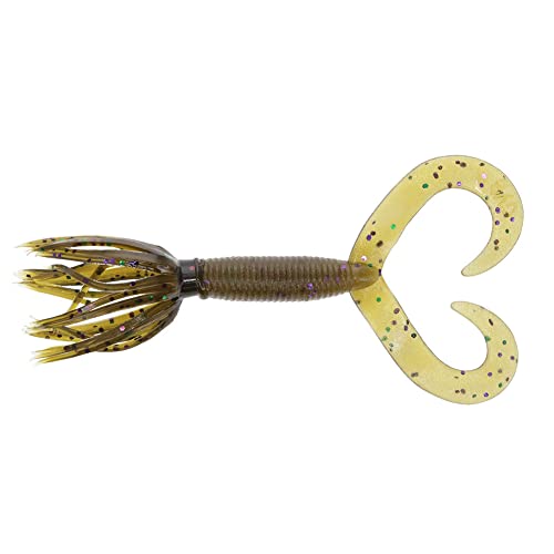 Yamamoto Double Tail Hula Grub Soft Plastic Fishing Bait - 4" Green Pumpkin, 10 Pack