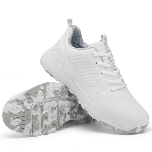 Spikeless Waterproof Golf Shoes for Women - Size 7.5 White/Grey