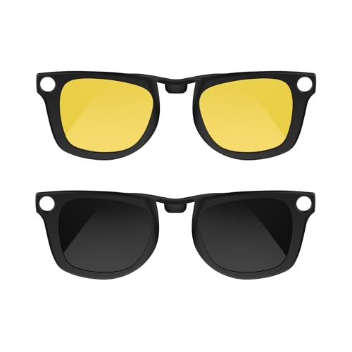 RCstyle Polarized Clip Compatible with Ray-Ban Meta Wayfarer (RW4006/4012 Size M Standard 50-22) (GEN1 &GEN2) Smart Glasses Color Changing Clip Set (Night Vision Yellow, Black)