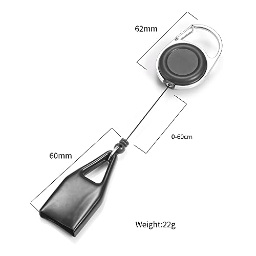 Retractable Lighter Keychain with Belt Clip - Black