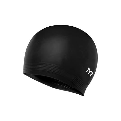 Latex Adult Swim Cap - Durable Hydrodynamic Swimming Headwear - Black