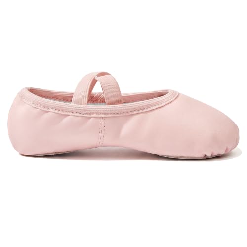 Toddler Ballet Shoes - Ballet Pink, Lace-Free PU Leather with Cushioning
