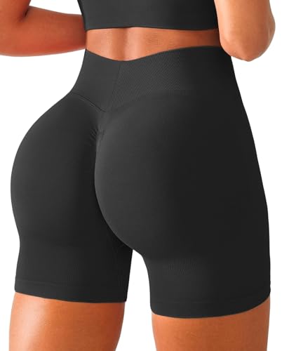 BRXL Scrunch Butt Lifting Shorts for Women 4.5" High Waist Seamless Gym Compression Black Medium