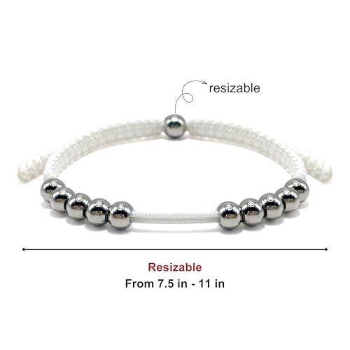 Golf Score Counter Bracelet - 10 Beads, Resizable, White