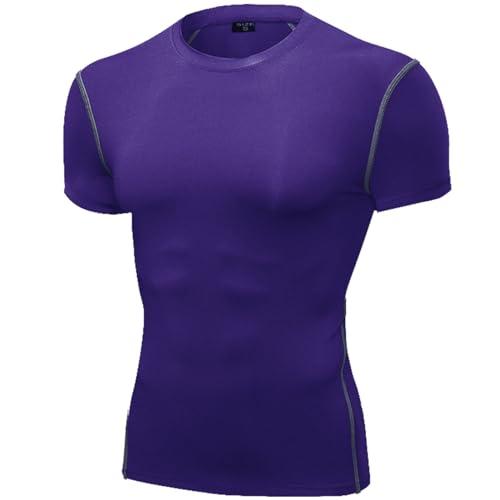 Short Sleeve Compression Shirt for Men - Purple, Small