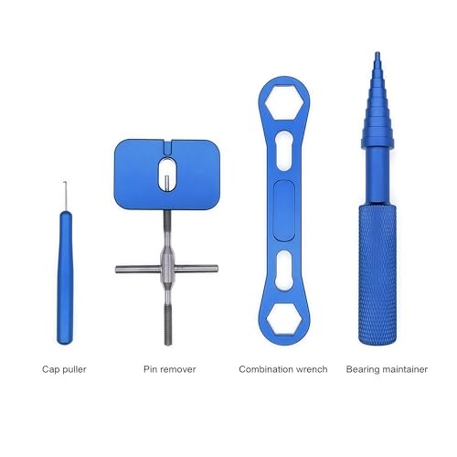 Fishing Reel Repair Kit with Disassembly Wrench and Bearing Tools - Aluminum, Blue