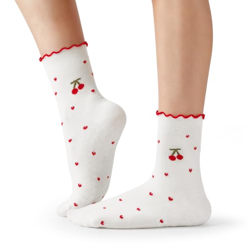 Non-Slip Pilates Grip Socks for Women - Full-Foot - White/Beige/Pink