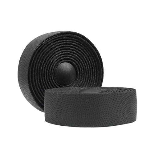 Black PU Bike Handlebar Tape with Anti-Slip Grip & Shock Absorption for Road & Gravel Bikes