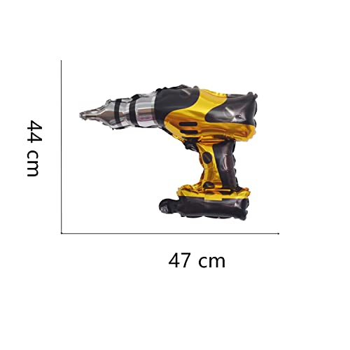 Blue Tie, Black Bow Tie, Beard, Electric Screwdriver Drill Hammer Balloon Set 17 inches each Balloon Decoration for Father's Day Party for Dad, Husband and boy friend Birthday Party(5 pcs)