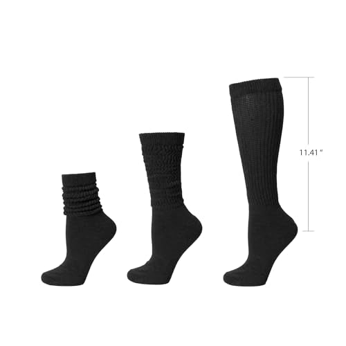 Slouch Socks - Women's Soft Ribbed Boot Socks, Medium Thickness, Burgundy, Small-Medium