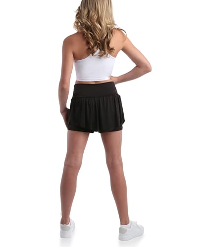 Sweet Hearts Girls Athletic Skort 2 Pack Black/Red 10-12 with Spandex Lining