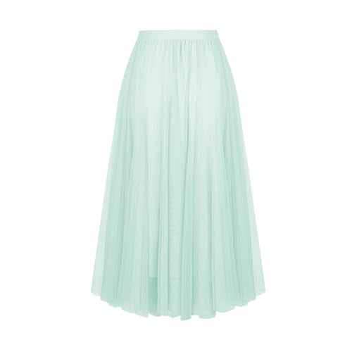 High Waist Pleated Maxi Skirt - Mint Green, A-Line Chiffon
