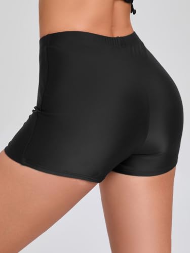 Danga Bay Women's High Waisted Tummy Control Swim Shorts Medium Black