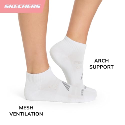 Skechers Women's Performance Quarter Crew Socks 6-Pack White / 9-11