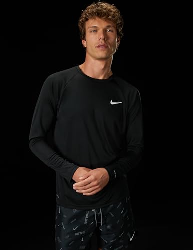 Nike Men's Long-Sleeve Hydroguard Shirt Large Black - Sports Performance Top