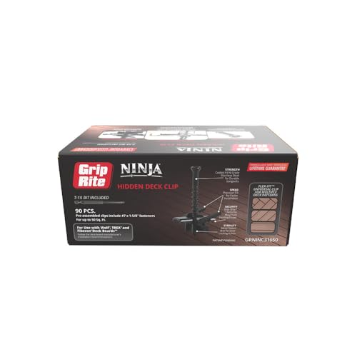 Grip-Rite Ninja Hidden Deck Clips 316 Stainless Steel, Pack of 90, Covers 50 sq ft