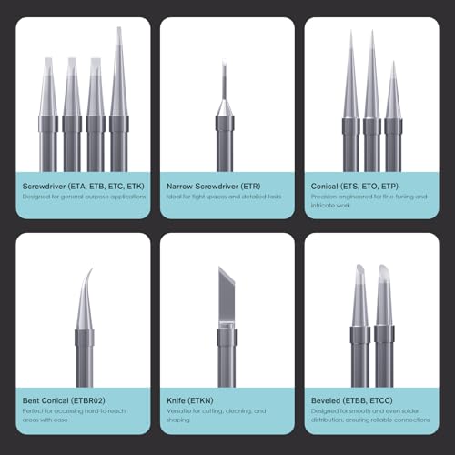 HANGLIFE ET Soldering Iron Tips with Tips Holder for Weller WE1010NA WES51/50 WESD51 WCC101 PES51/50 WEP70 LR21 and More Soldering Stations/Irons ? Replacement Solder Tips for Weller Welding Equipment