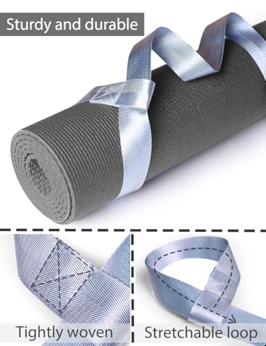 Adjustable Yoga Mat Strap with Carabiner Clip - Sky Blue