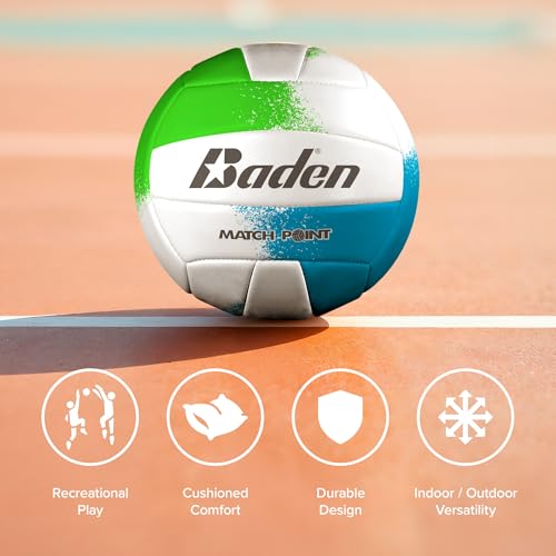 Baden Match Point Cushioned Volleyball – Official Size 5, Neon