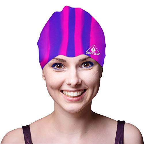 Silicone Swim Cap - Comfortable & Durable - Pink/Blue