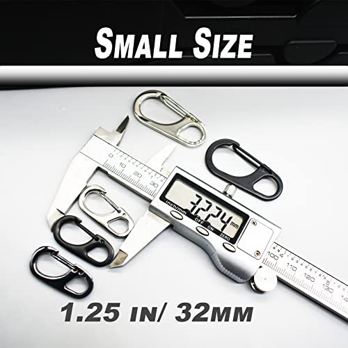 Small Carabiner Clips 1.25 Inch Silver - 12 Pack Spring Hooks