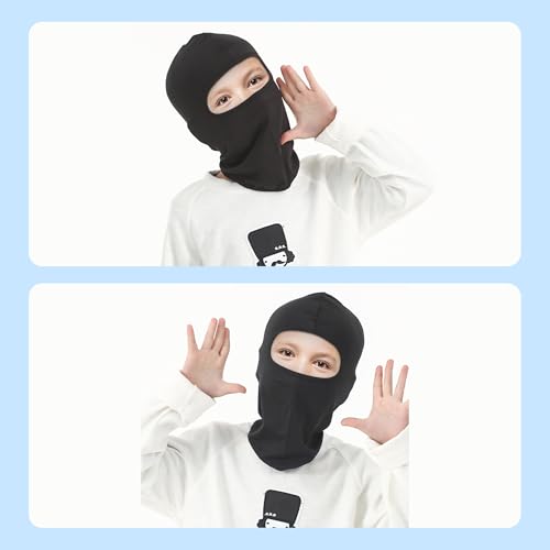 Kids Balaclava Ski Mask - Black (Thin) - 1-3 Pack