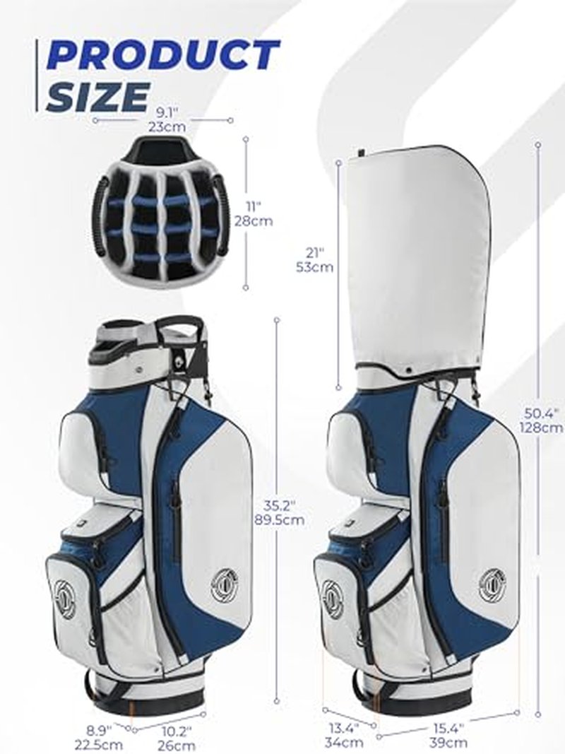 Shopsource Golf Cart Bag, 15 Way Top Lightweight Golf Bag, Golf Club Cart Bags for Men Women with Full-Length Dividers, Dedicated Putter Well, Rain Cover