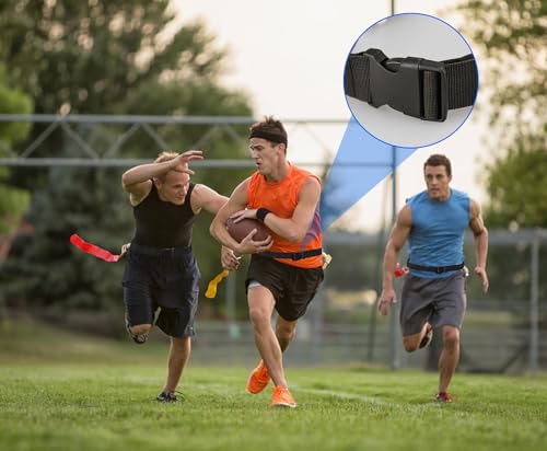 Adjustable Flag Football Belt Set - 2 Pcs Red with Flags