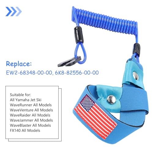 Yamaha Jet Ski Kill Switch Lanyard - Blue With US Flag