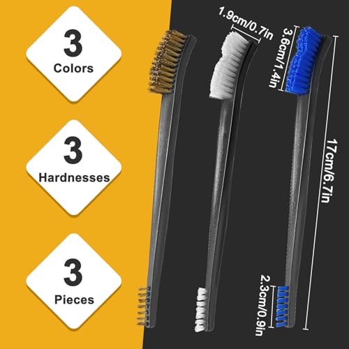 3-Piece Double-Ended Gun Cleaning Brush Set - Mixed Material Brushes